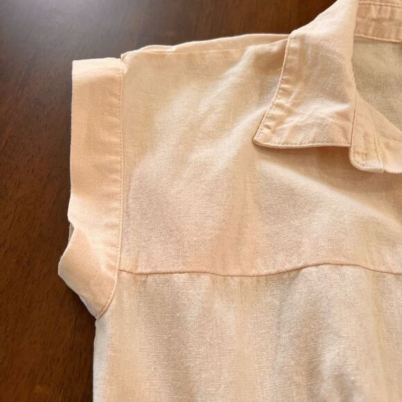 Calvin Klein Linen Blend Button Front Shirt Dress Blush Pink Size 8 Y2K Preppy - Picture 5 of 7